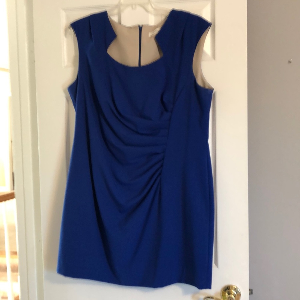 Blue Calvin Klein dress with ruched waist